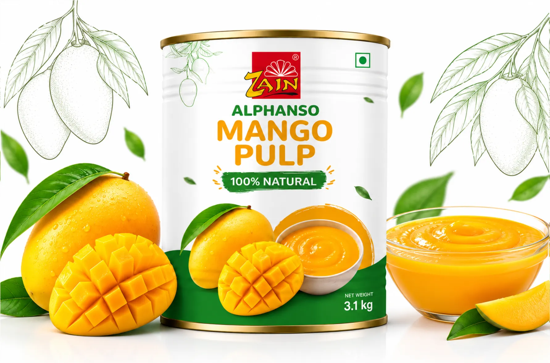 Canned Alphonso Mango Pulp
